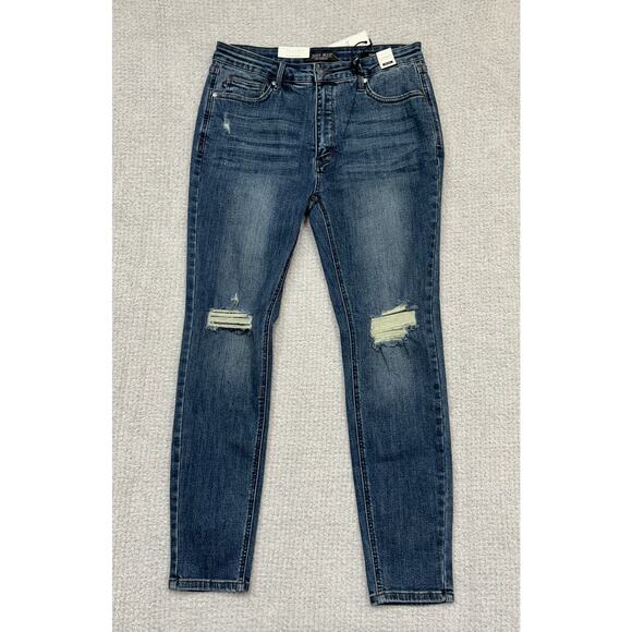 Judy Blue Women's Blue Mid Rise Distressed Skinny Jeans Size 15 NWT #61992 - Picture 1 of 3